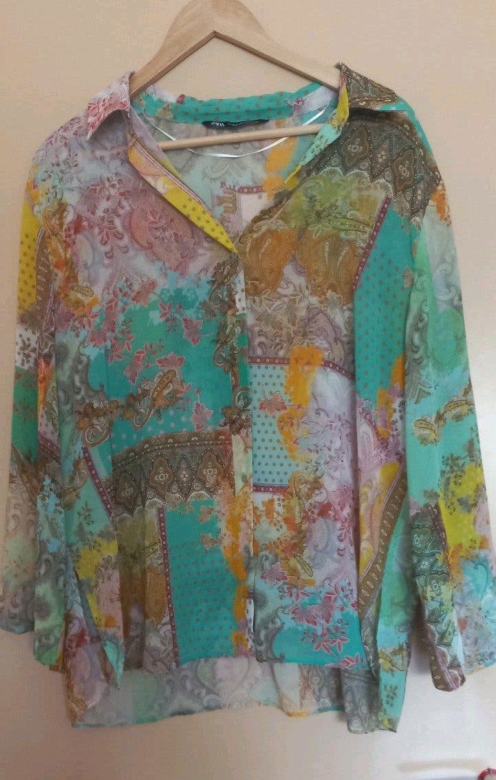 Kleurrijke Zara-blouse mt XL Boho style, Overige kleuren, Zara, Maat 42/44 (L), Ophalen of Verzenden