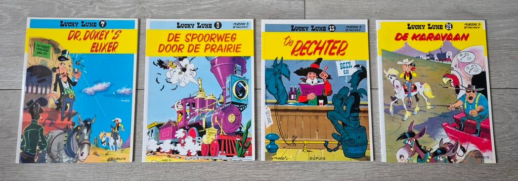 4x Lucky Luke, Meerdere stripboeken, Ophalen of Verzenden, Zo goed als nieuw