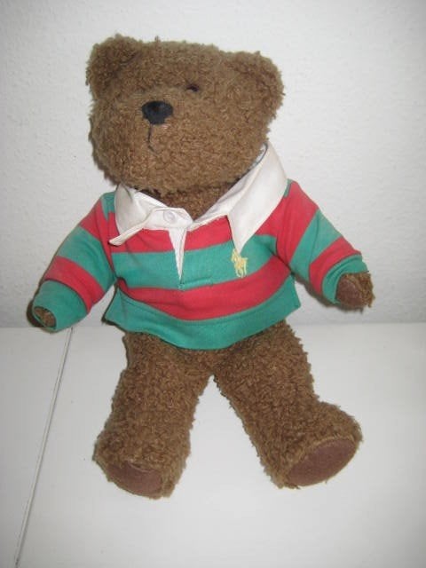 Ralph Lauren bruine beer met polo shirt 37 cm 2005, Ophalen of Verzenden, Zo goed als nieuw, Beeldje, Overige merken