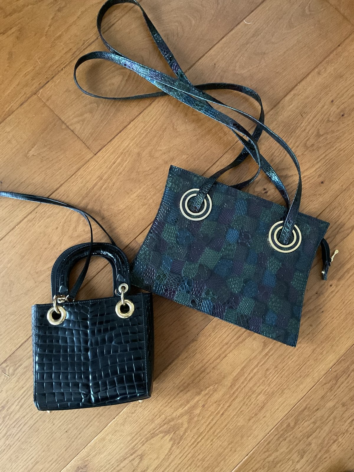 2x Nieuwe vintage Novabell Dames Tassen - Zwart Lakleer, Ophalen of Verzenden, Nieuw, Zwart, Handtas