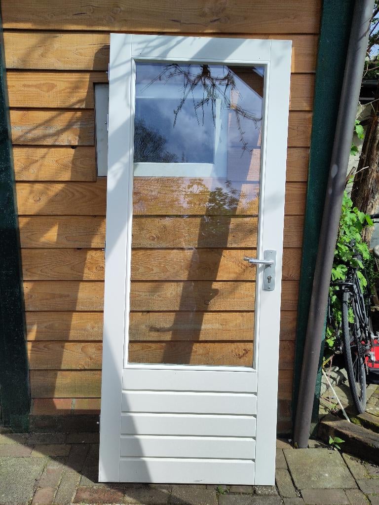 Buiten deur balkon - driepuntssluiting, Ophalen, 120 cm of meer, 200 tot 215 cm, Glas