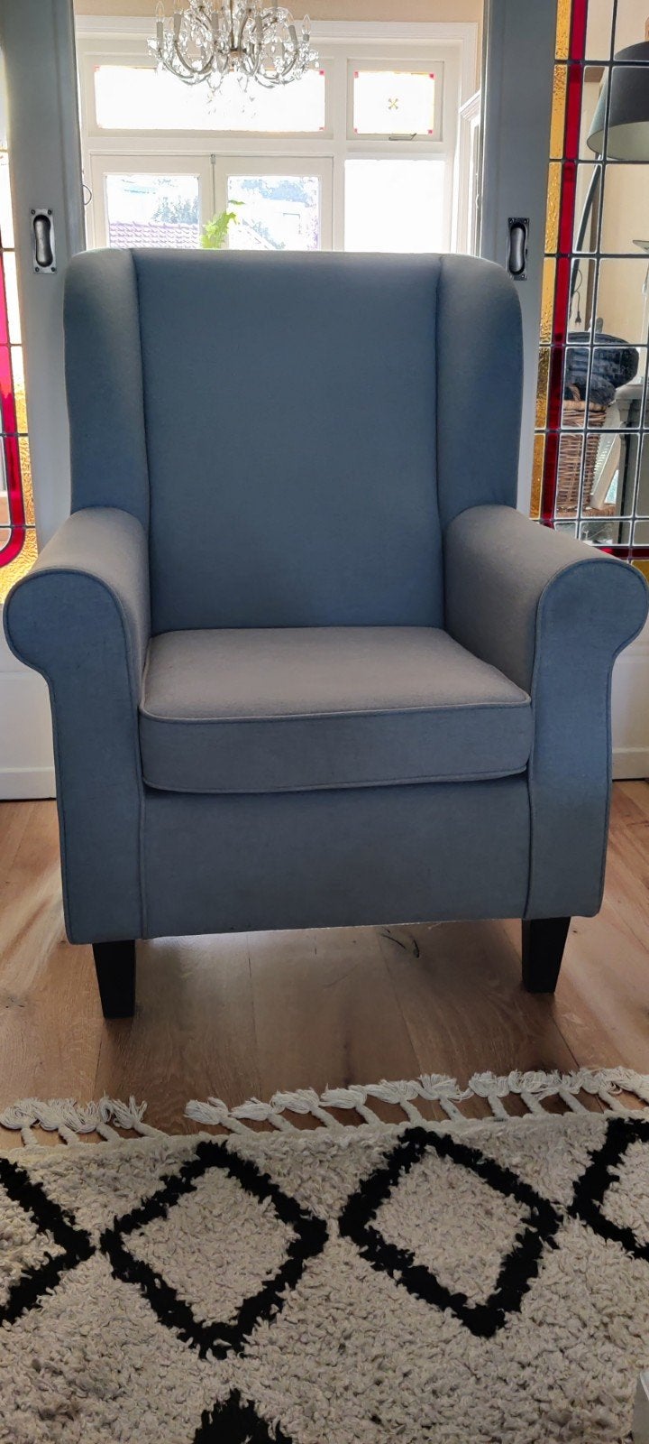 Comfortabele blauwe fauteuil - Zo goed als nieuw, Ophalen, 75 tot 100 cm, Zo goed als nieuw, 75 tot 100 cm