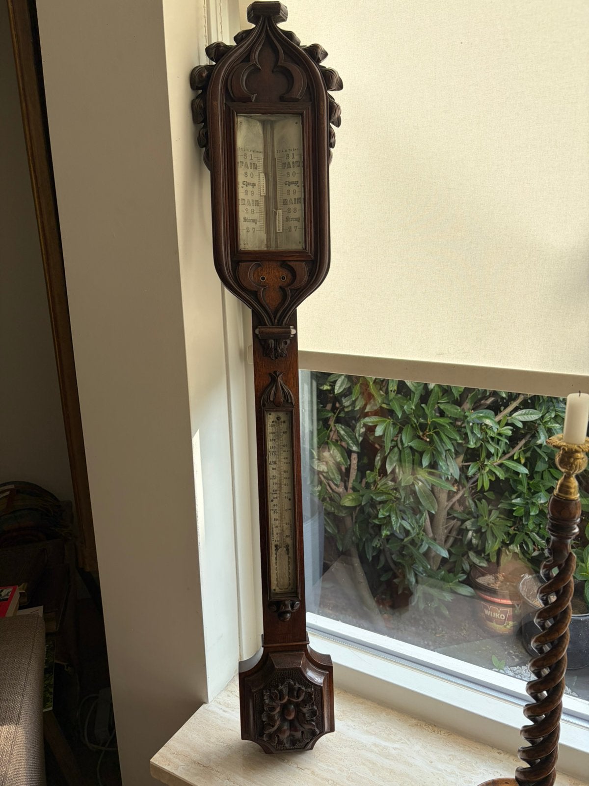 Antiek Engels eiken Stickbarometer, Ophalen