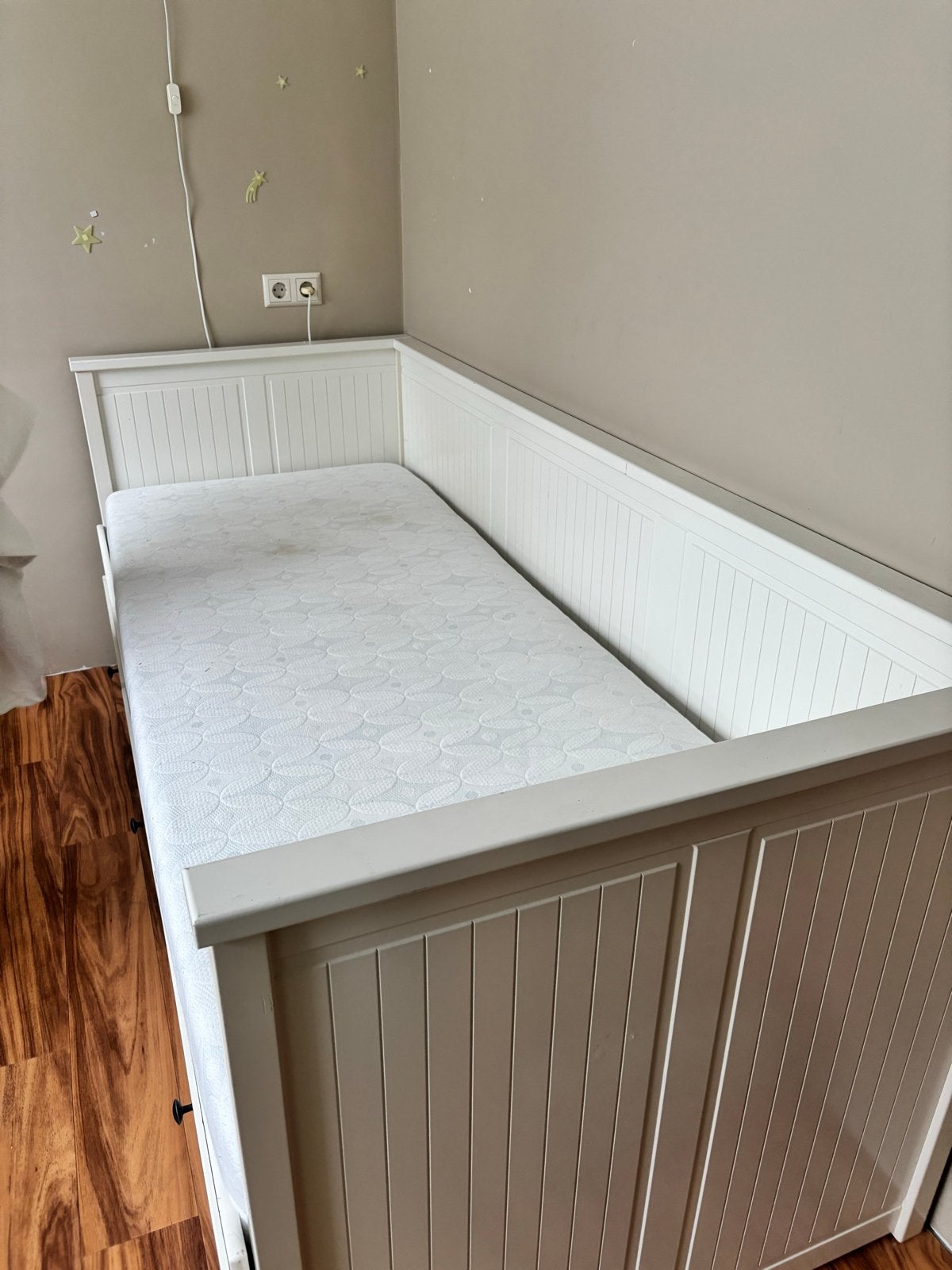 IKEA bed uitschuifbaar 3 ladens, Ophalen, Wit, Tweepersoons, 80 cm