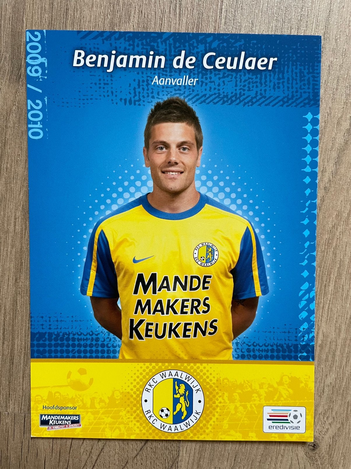 Fotokaart Benjamin de Ceulaer (RKC, Feyenoord)., Ophalen of Verzenden, Nieuw, Feyenoord, Spelerskaart