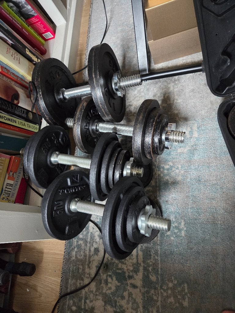 4 Halters met diverse gewichten, Ophalen, Gebruikt, Halterset