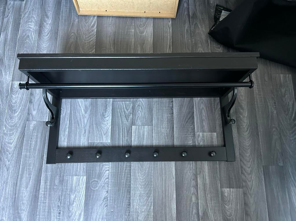 IKEA Wandkapstok Zwart 80cm met Hoedenplank, Gebruikt, Minder dan 100 cm, Hout, Ophalen