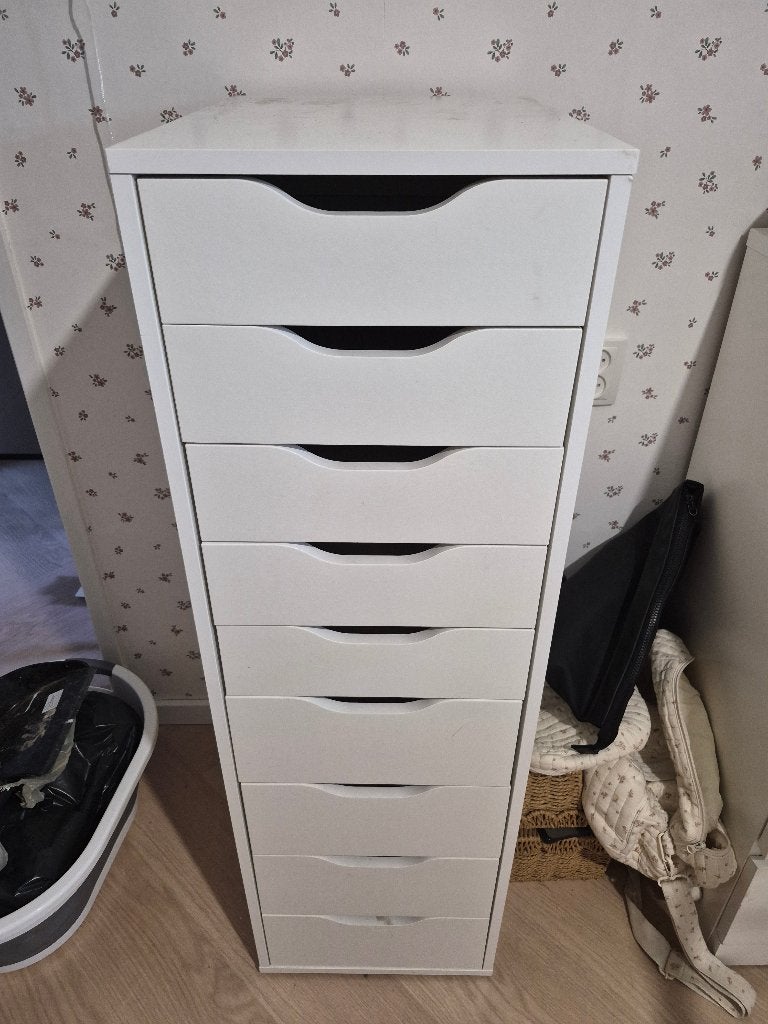 Ikea Alex ladenkast 9 lades wit, Ophalen, Overige materialen, Minder dan 50 cm, Gebruikt