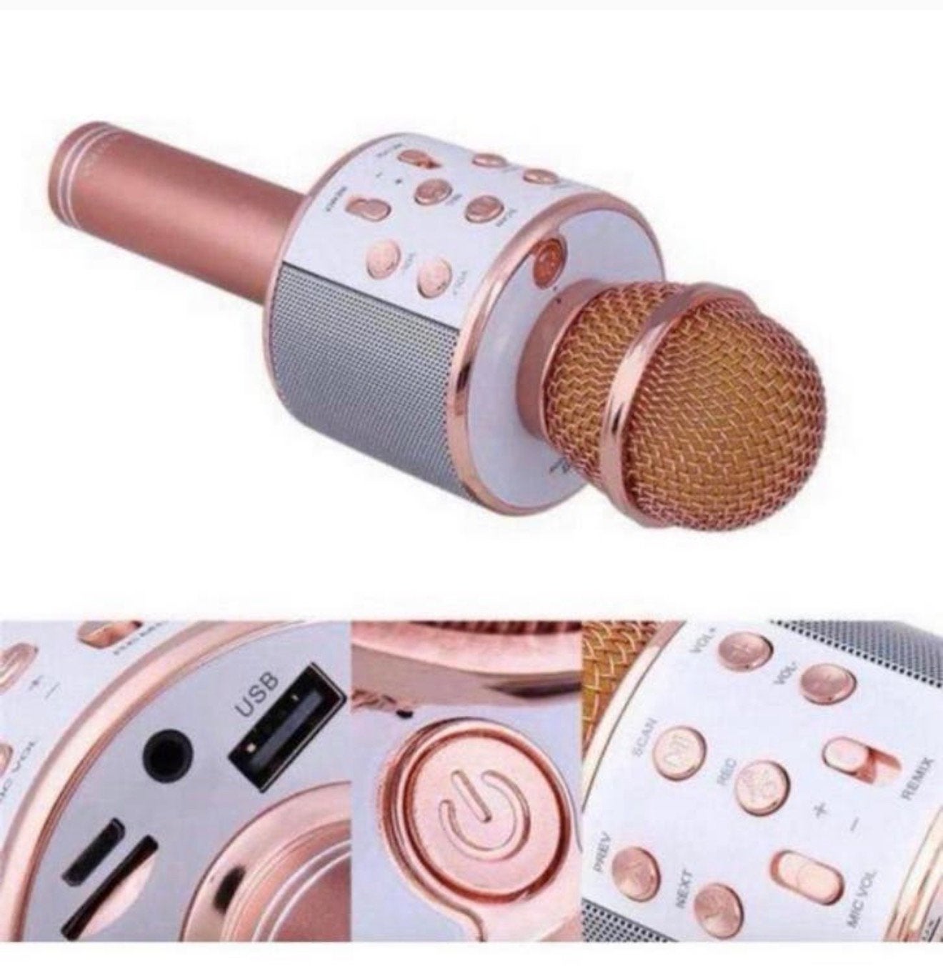 Karaoke Mic Microfoon Draadloos Bluetooth Rose Roze goud, Nieuw, Ophalen of Verzenden, Microfoon(s), H