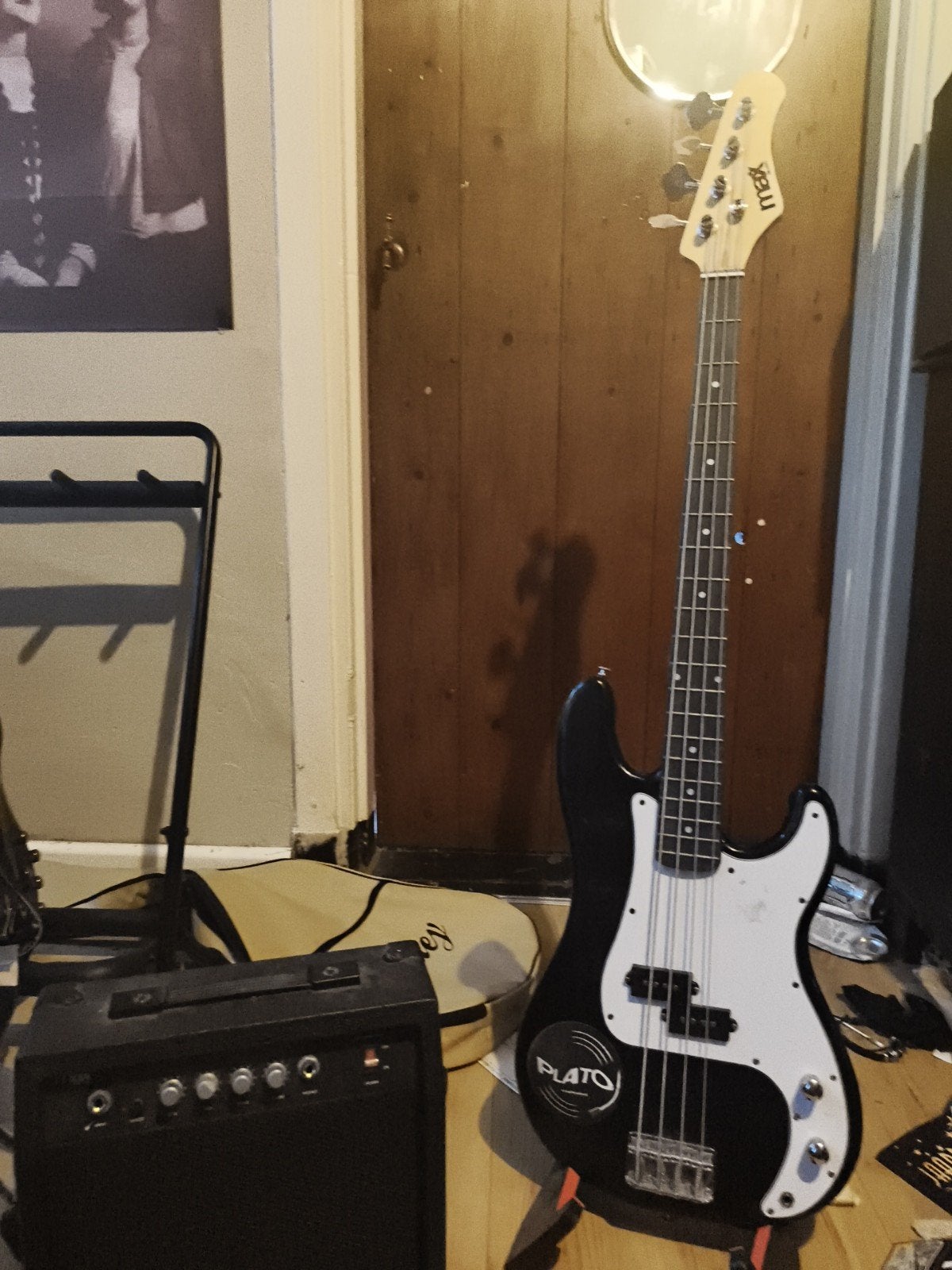 Max Music basgitaar met versterker en standaard, Muziek en Instrumenten, Ophalen of Verzenden, Gebruikt, Elektrisch