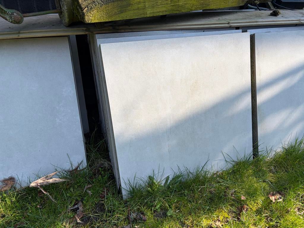 24 Geoceramica Silver Concrete Terrastegels 60x60x4 cm, Tuin en Terras, Tegels en Klinkers, Zo goed als nieuw, Terrastegels, Keramiek