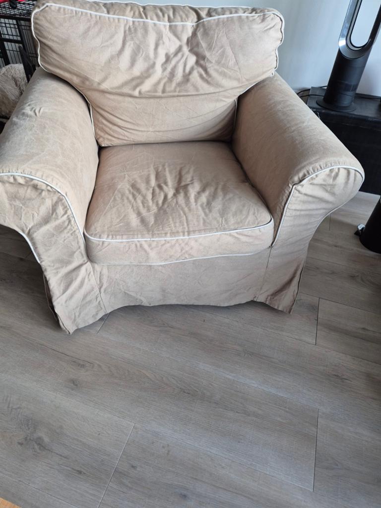 BEIGE  EKTORP  FAUTEUIL, Huis en Inrichting, Eenpersoons, 75 tot 100 cm, Ophalen of Verzenden, Zo goed als nieuw