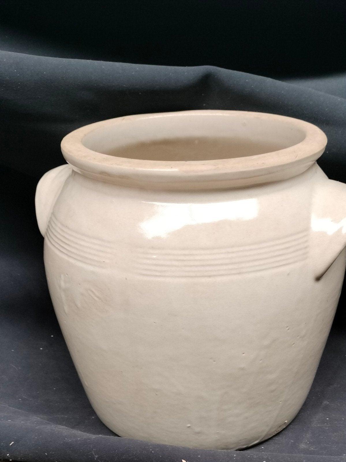 Franse brocante geglazuurde grespot, Ophalen, Rond, Minder dan 25 cm, Minder dan 40 cm