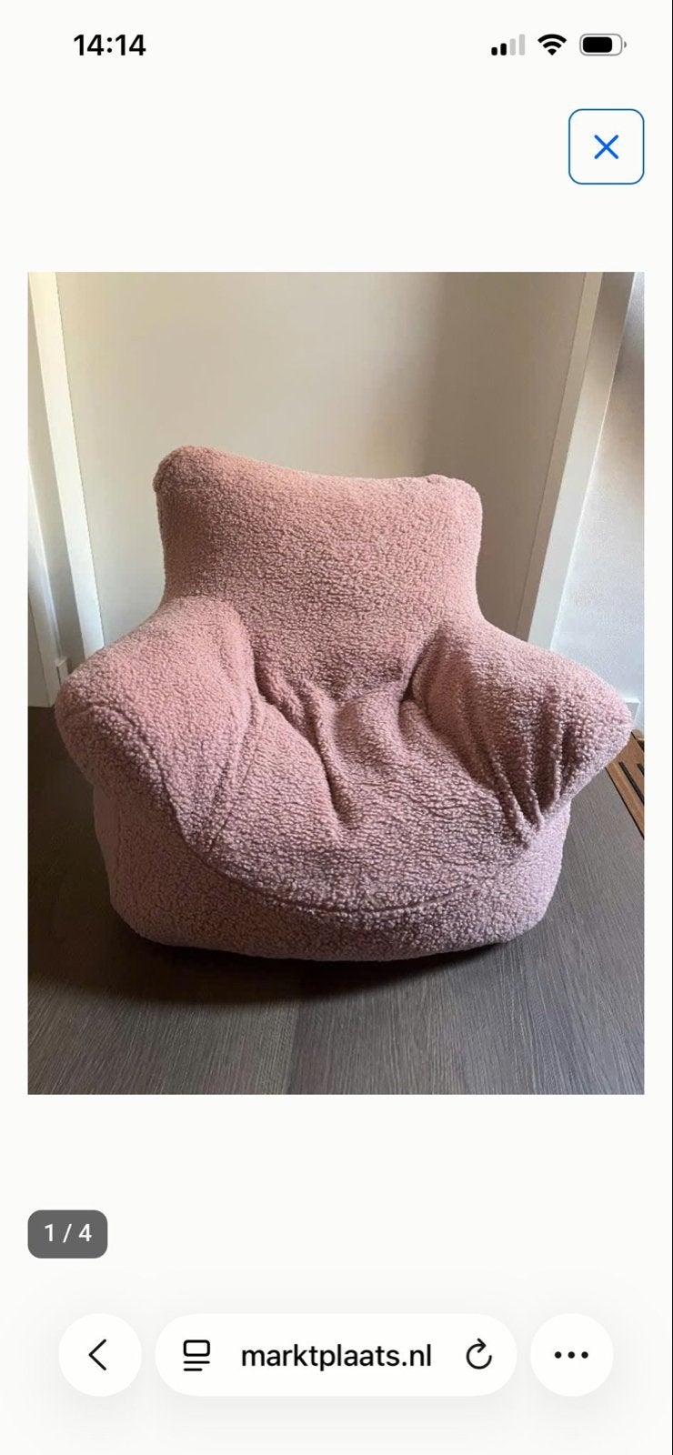 Roze teddy kinderzitzak, Ophalen, Zo goed als nieuw, Stoel