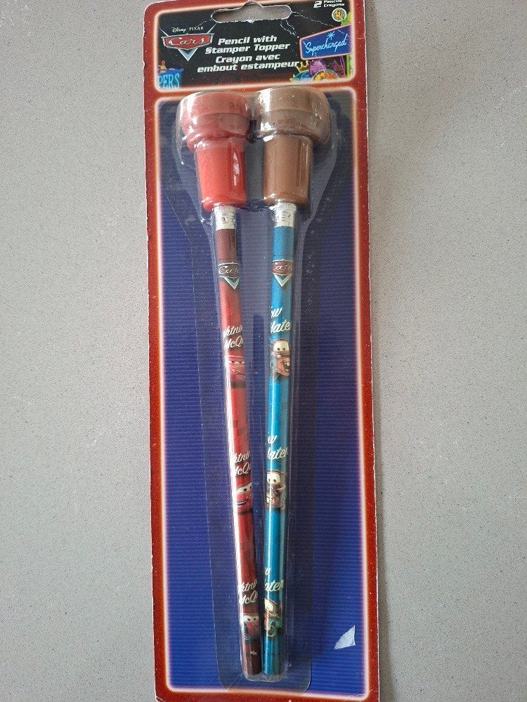 Disney Cars: set met 2 potloden met stempel., Ophalen of Verzenden, Overige figuren, Beeldje of Figuurtje