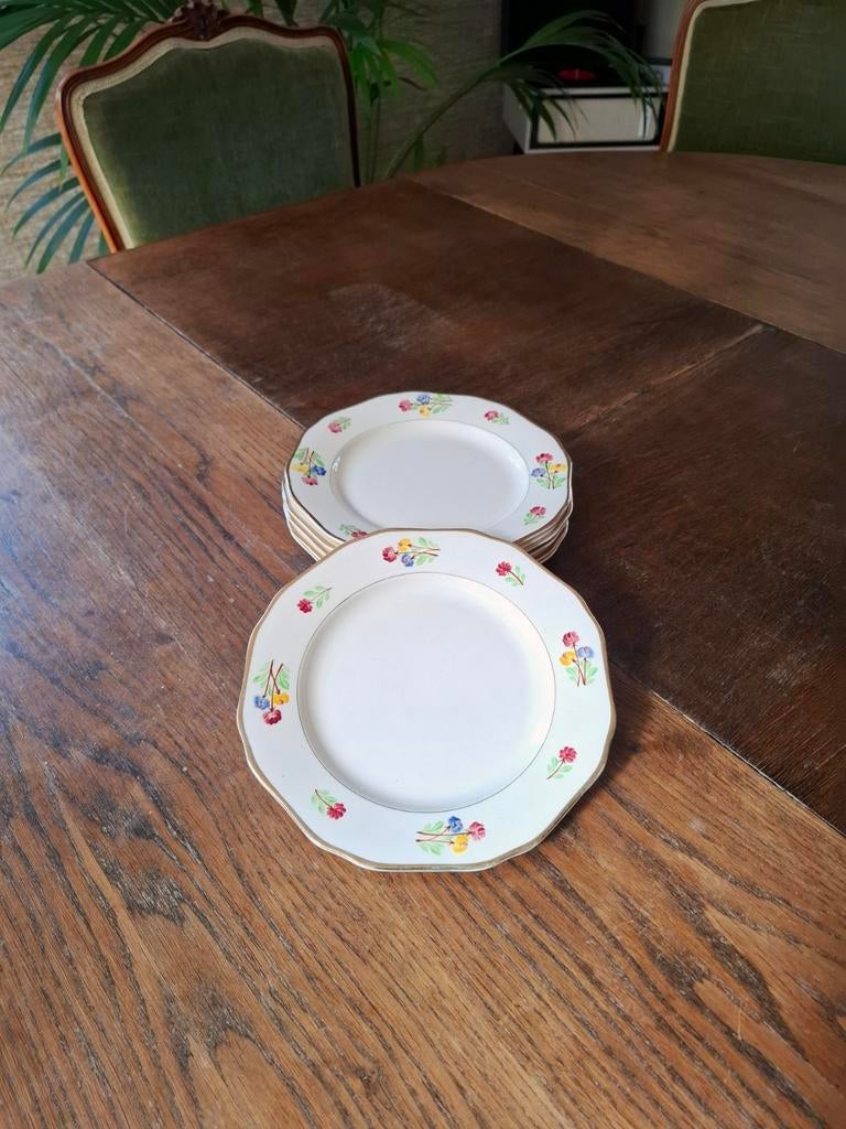 Vintage ontbijtborden Longwy Venise - set van 6, Ophalen of Verzenden