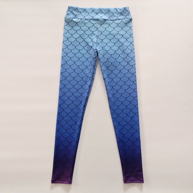 Blauwe zeemeermin legging / dames broek mermaid vis, Maat 38/40 (M), Nieuw, Lang, Verzenden