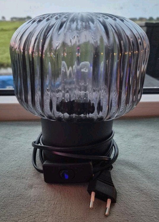 Tafellamp rookglas zwart, E27 (groot), Ophalen of Verzenden, Glas, Sfeerlamp