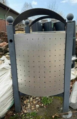 Stalen buiten afvalbak vuilnisbak met paal, Huis en Inrichting, Woonaccessoires | Prullenbakken, Ophalen, Gebruikt, 40 liter of meer