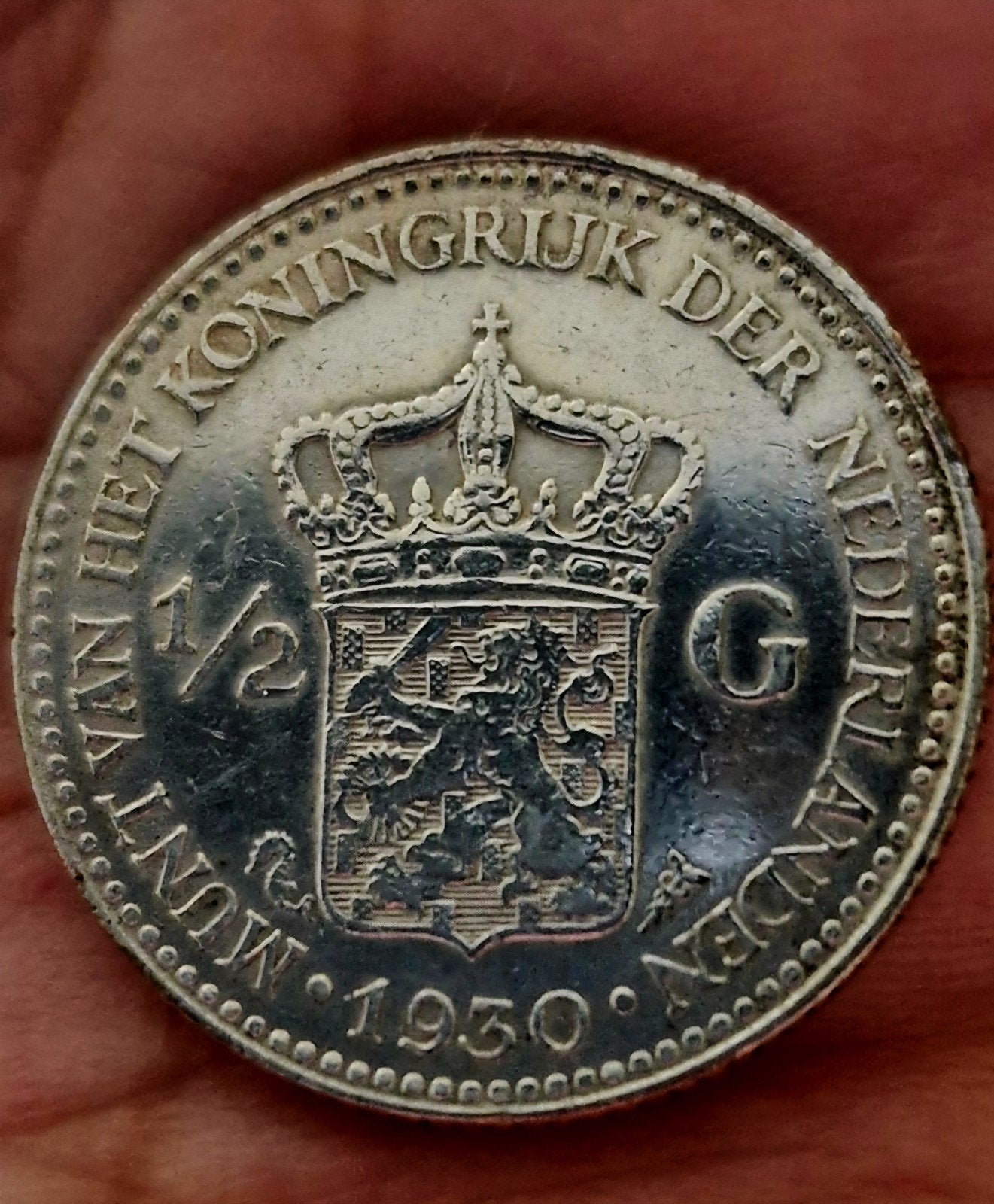 1/2 gulden munt 1930 Koningin Wilhelmina, Postzegels en Munten, Munten | Nederland, Ophalen of Verzenden, Koningin Wilhelmina