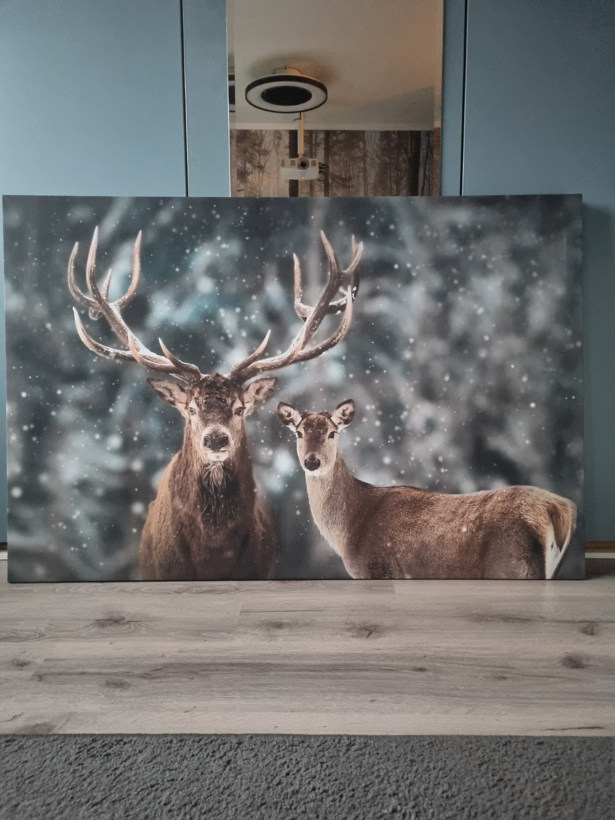 Canvas Herten in besneeuwd bos, Ophalen, 50 – 75, 100 tot 125 cm, Print