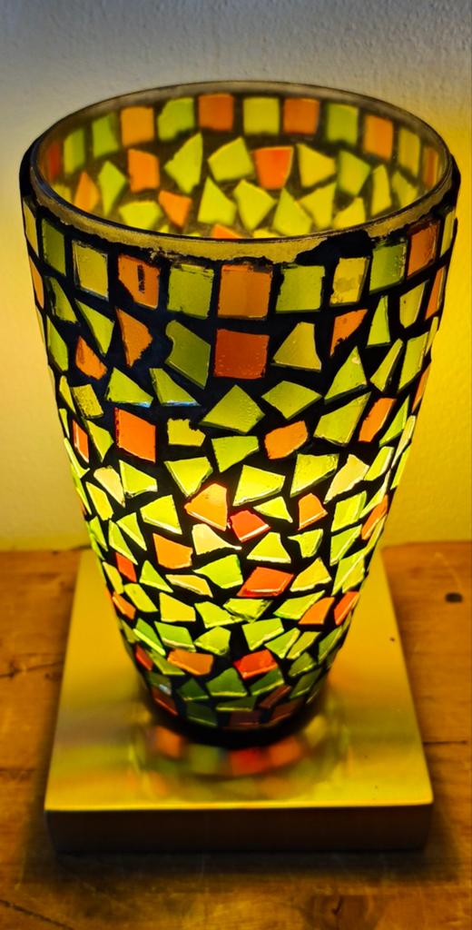 Kleurrijke Glas Mozaïek Tafellamp - Touch Dimbaar, Ophalen of Verzenden, Gebruikt, Glas, Minder dan 50 cm