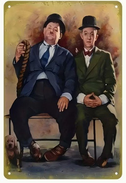 Metalen wandbord met Stan Laurel en Oliver Hardy (02)., Verzenden, Nieuw, Film, Overige typen