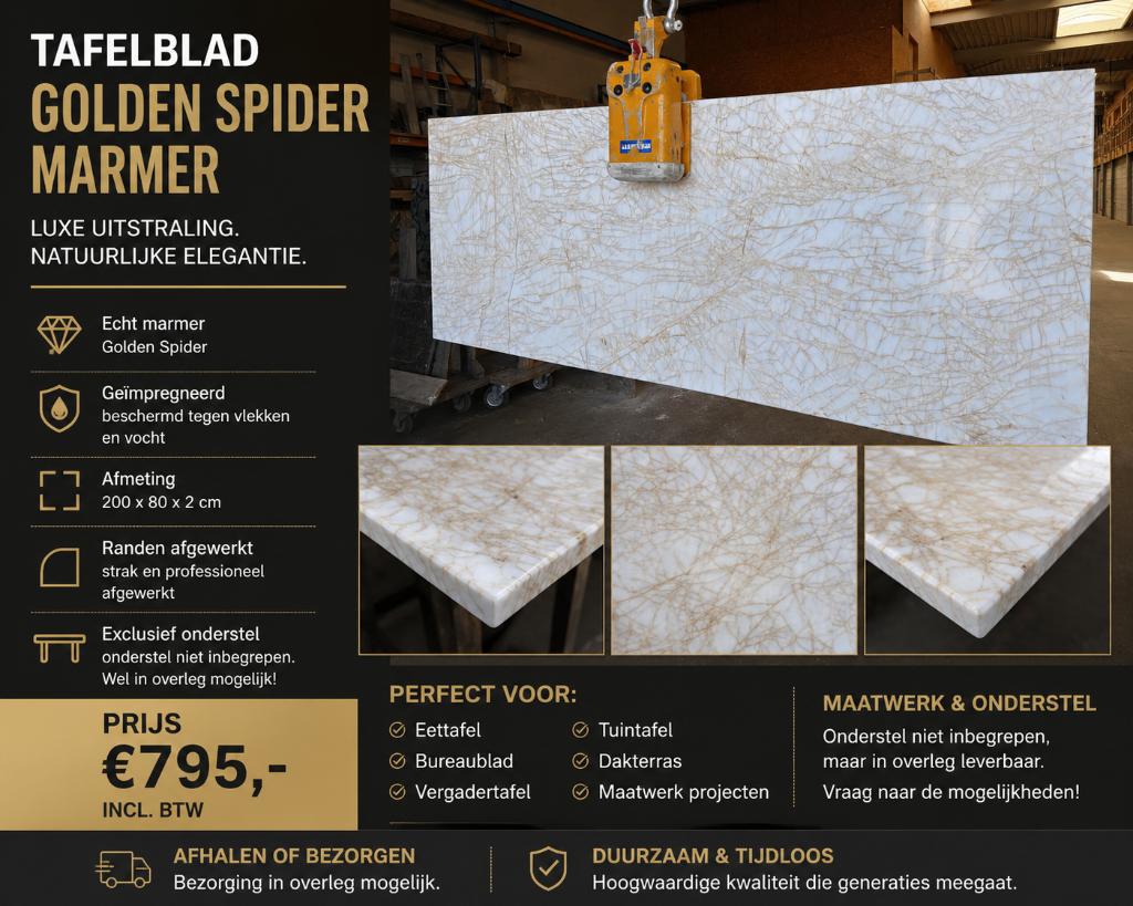 Natuursteen Tafelblad, Ophalen, Overige materialen, 200 cm of meer, 50 tot 100 cm