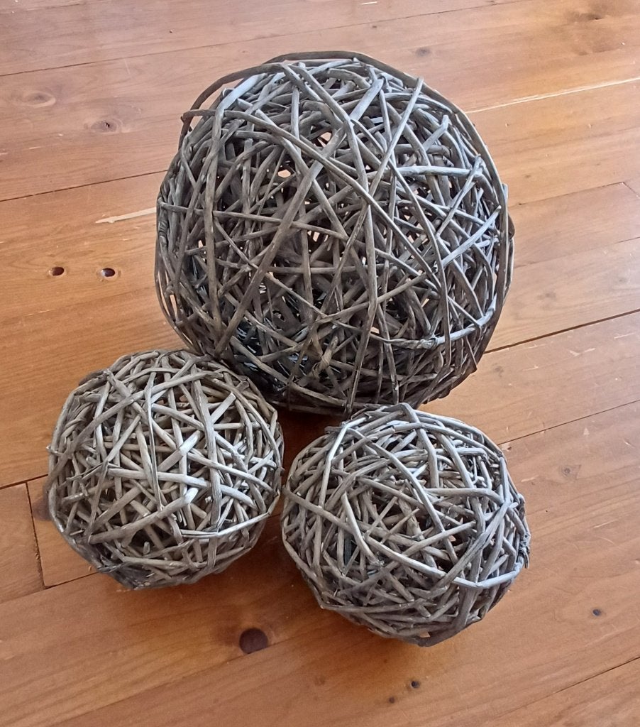 Decoratie bollen, landelijk/modern, riet gevlochten, Ophalen, Gebruikt, Landelijk, Natuurlijk materiaal