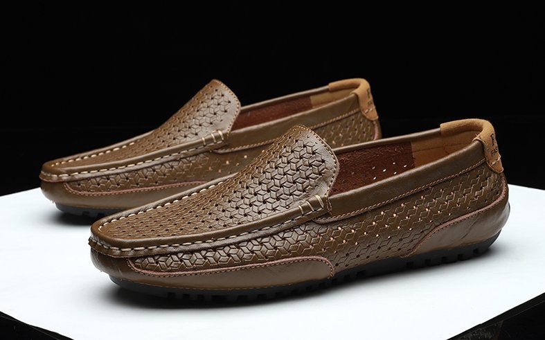 Bruine ademende heren loafers leren instappers mannen nette, Verzenden, Nieuw, Bruin, Loafers