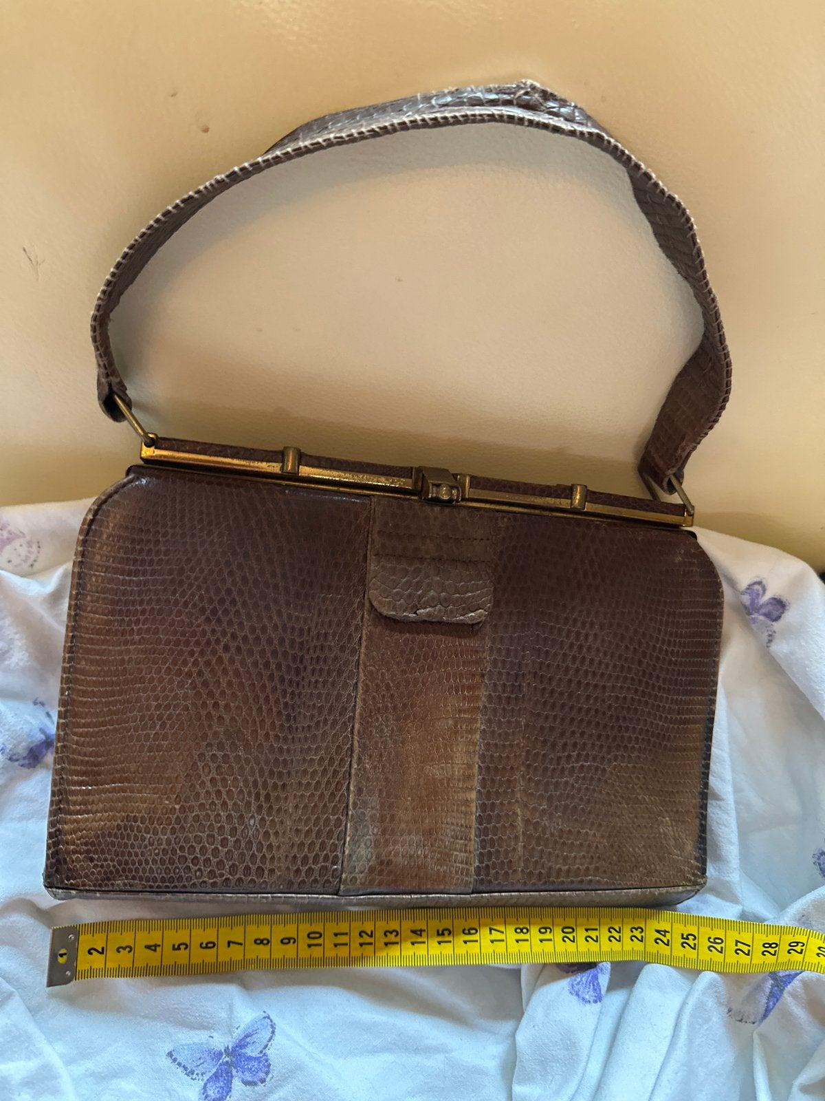 Vintage Cobra Leren Tasje Jaren '50 - Bruin, Ophalen, Gebruikt, Bruin, Handtas