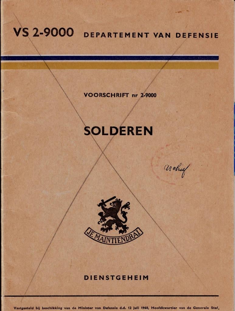 Voorschrift solderen 1960, Ophalen of Verzenden, Landmacht, Nederland, Embleem of Badge