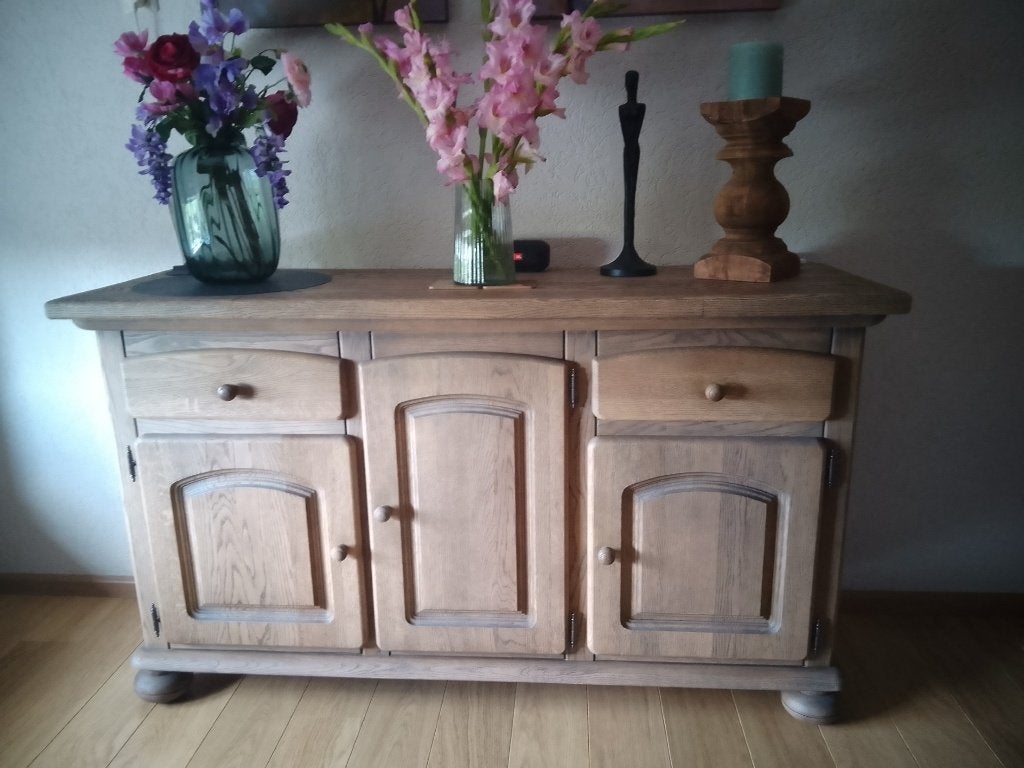 Zgan. Eiken Handgemaakt Dressoir, Huis en Inrichting, Kasten | Dressoirs, Ophalen, Zo goed als nieuw, 25 tot 50 cm, 200 cm of meer