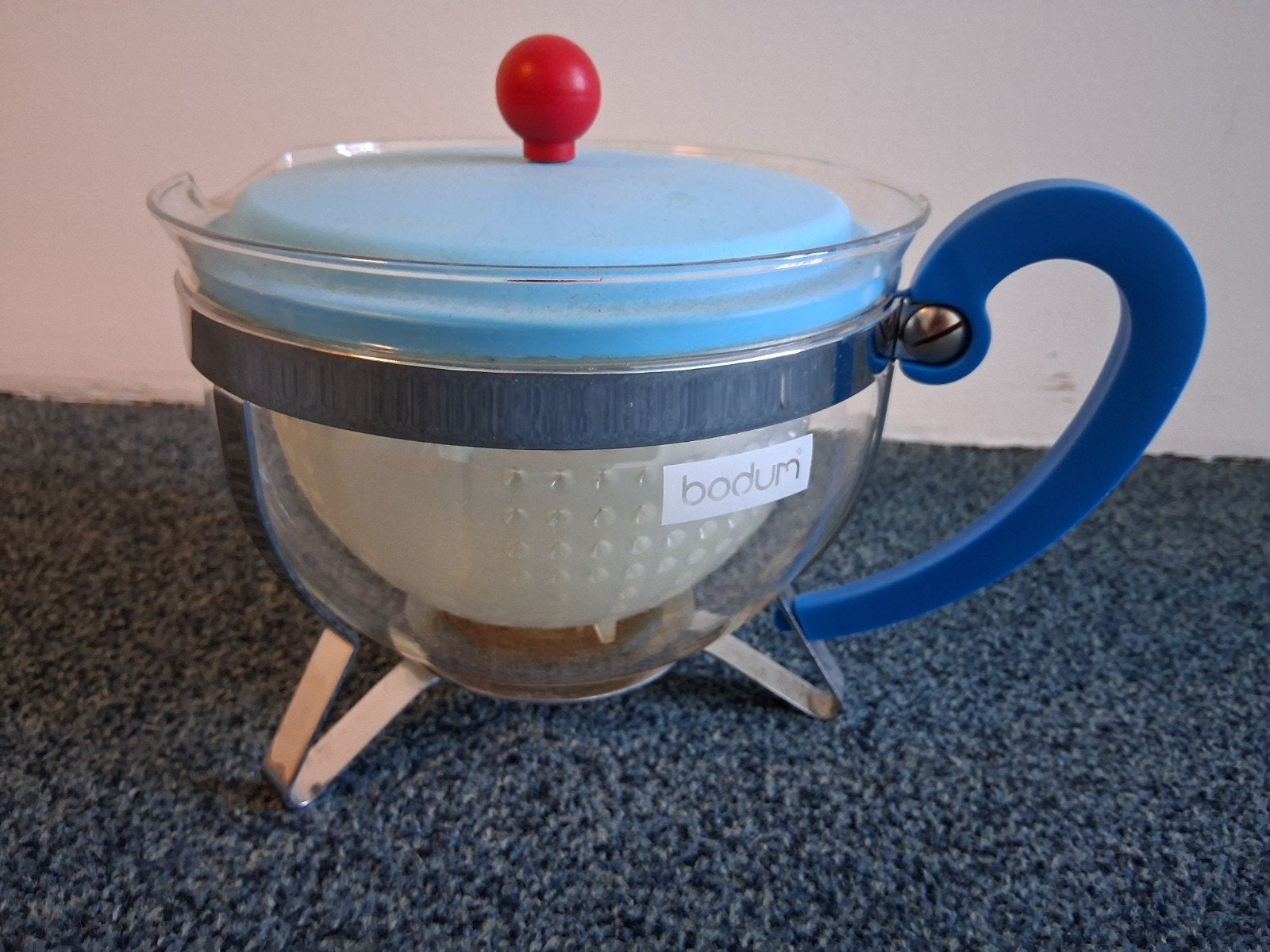 Vintage Bodum Chambord "Happy" theepot – Blauw – Jaren 70/80, Bodum, Ophalen, Theepot/fluitketel, Glas