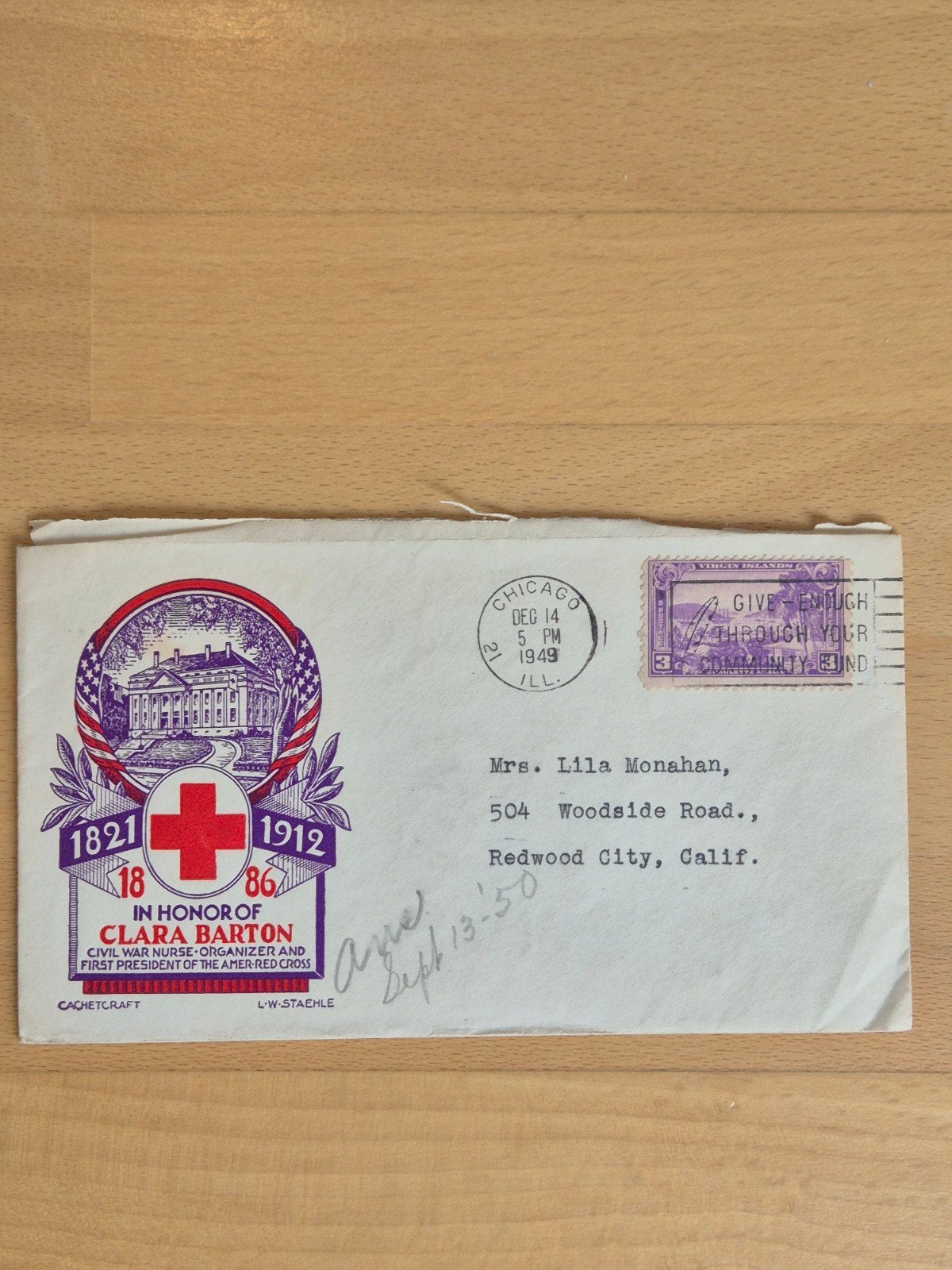 Envelop 1949 VS Rode Kruis, Ophalen of Verzenden, Envelop
