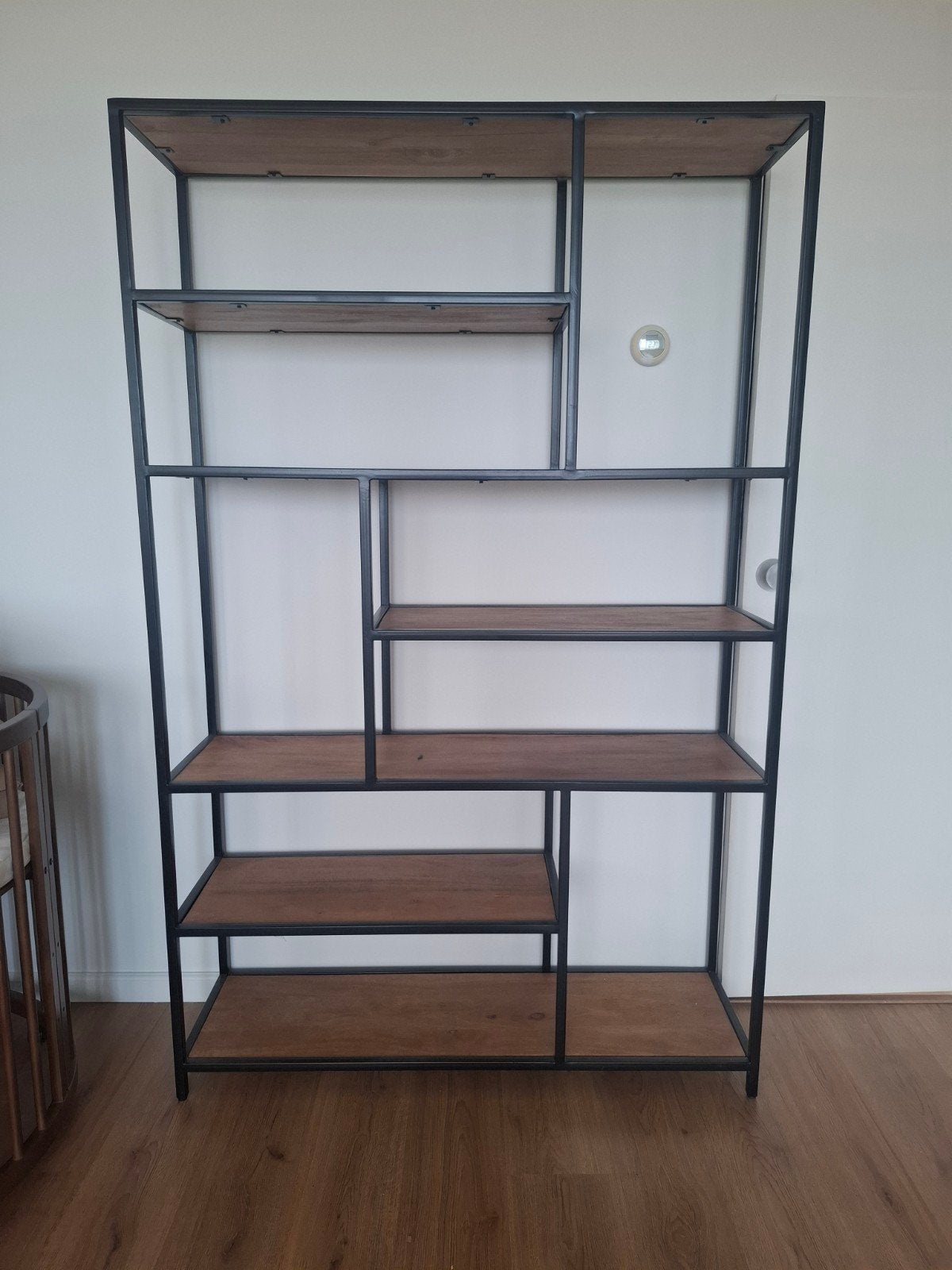 Industriële Boekenkast mangohout met Metalen Frame en Houten, Met plank(en), 200 cm of meer, 50 tot 100 cm, Zo goed als nieuw