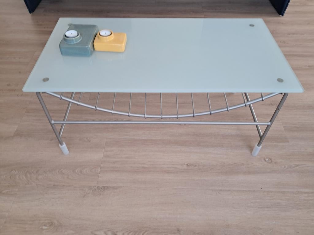 Leolux Volare glazen tafel, Huis en Inrichting, Ophalen, Minder dan 50 cm, Gebruikt, 50 tot 100 cm