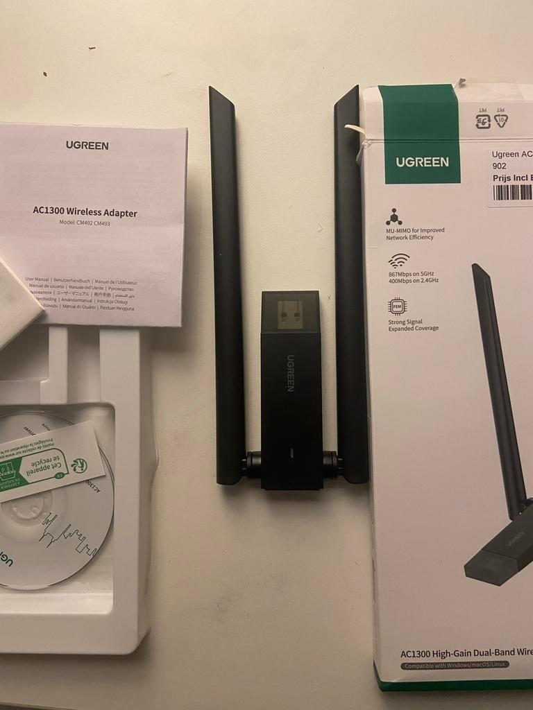 UGREEN AC1300 Dual-Band USB Wifi Adapter CM493, Computers en Software, WiFi-versterkers, Ophalen, Zo goed als nieuw