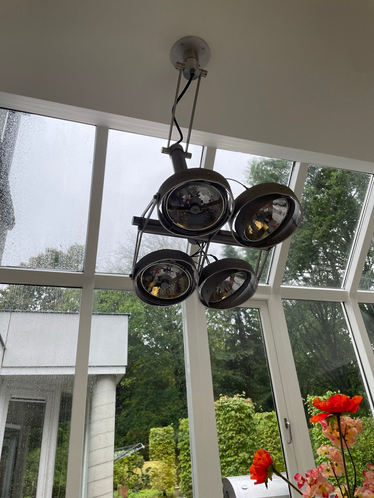 Moderne plafondlamp met 4 verstelbare spots, Huis en Inrichting, Ophalen of Verzenden, Gebruikt, Metaal