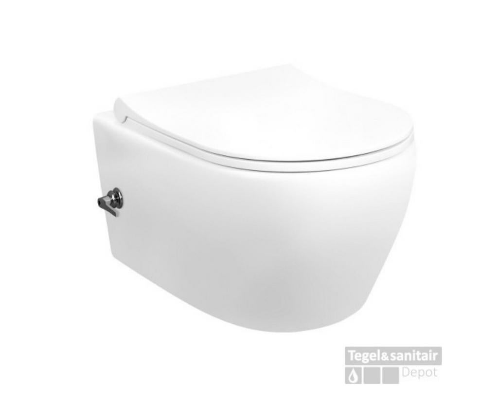 Wandcloset BWS Randloos met Bidetkraan Warm/Koud Wit, Ophalen of Verzenden, Nieuw, Steen, Toilet