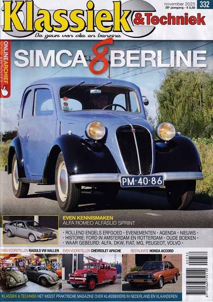 Klassiek & Techniek 332 2025 : Alfa Romeo Sprint - Simca 8, Ophalen of Verzenden, Gelezen, Algemeen