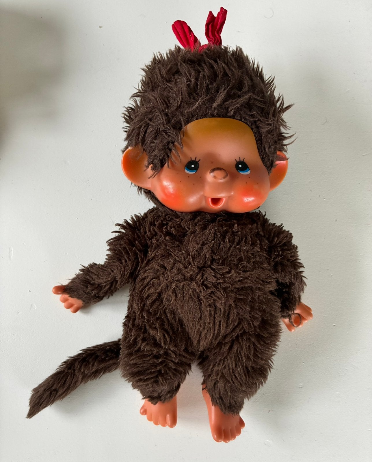 Vintage Sekiguchi Monchhichi Aap Knuffel 28 cm Blauwe Ogen⁠, Verzenden, Gebruikt