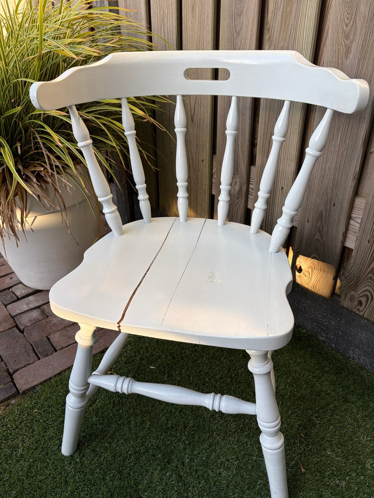 Witte houten stoel - landelijke stijl, Ophalen, Gebruikt, Wit, Eén