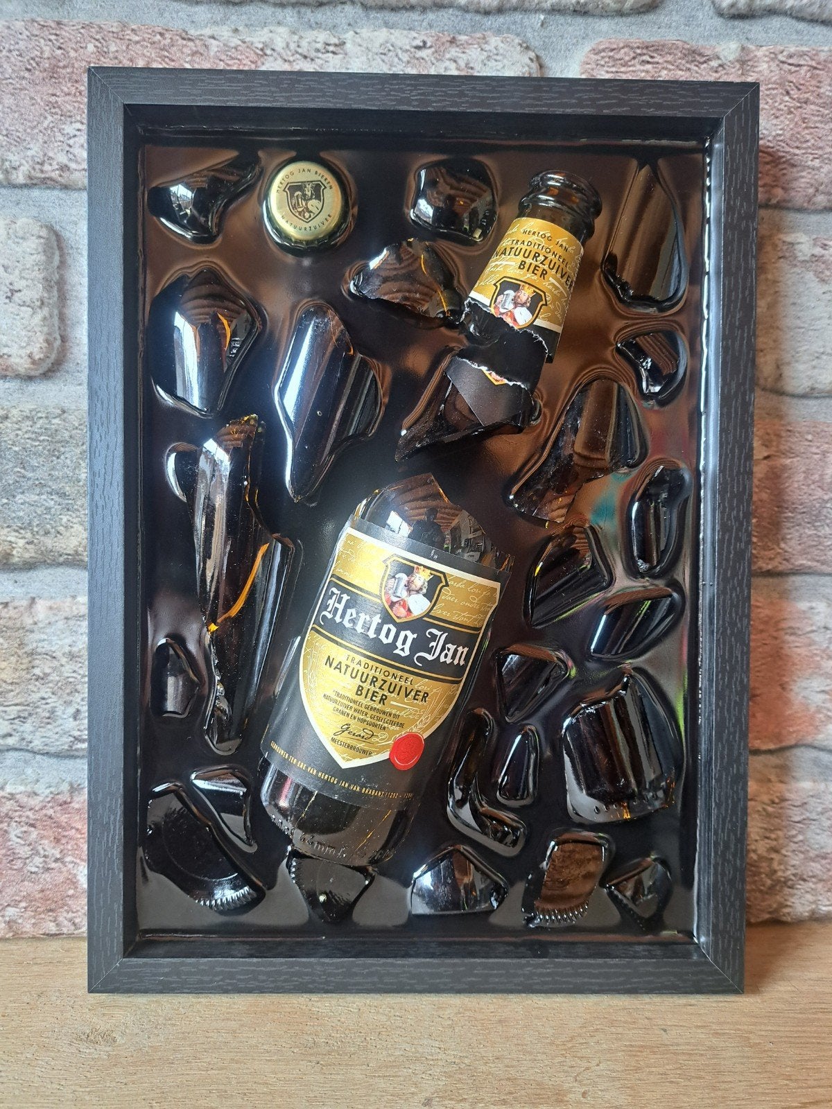 Hertog Jan flesje verwerkt in een lijst met Epoxy, Ophalen of Verzenden, Nieuw