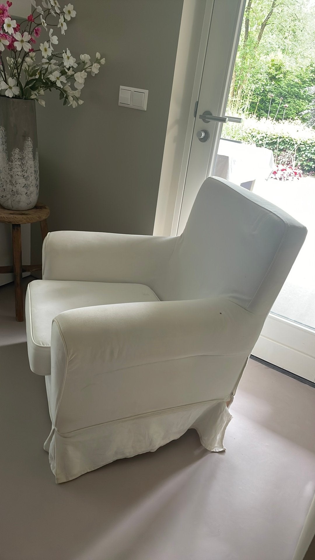 Fauteuil wit Ikea, Huis en Inrichting, Fauteuils, Ophalen, Gebruikt, 75 tot 100 cm, 50 tot 75 cm