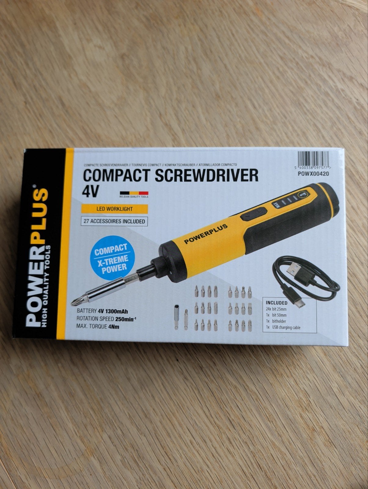 Powerplus Compacte Schroevendraaier 4V met LED-werklamp, Ophalen, Nieuw, Schroevendraaier, Overige merken