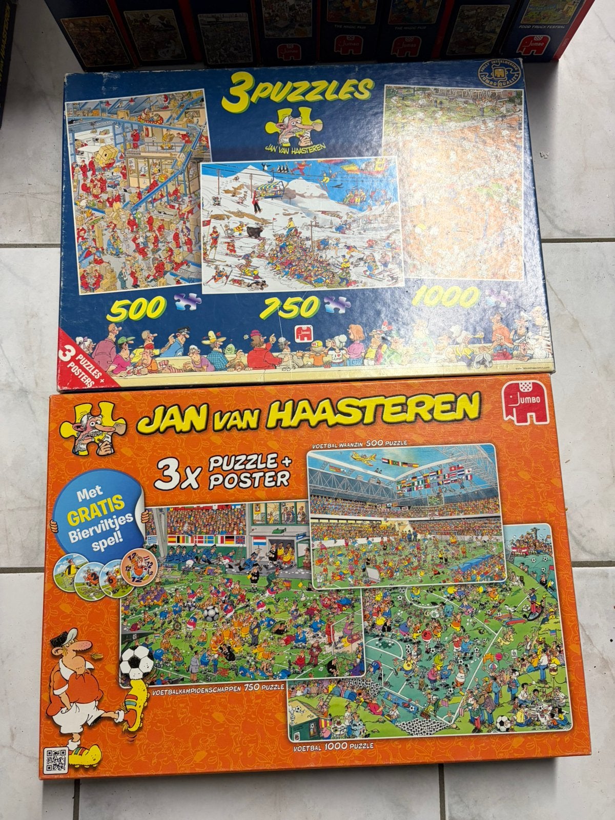2x 500+750+1000 stukjes Jan van Haasteren, Ophalen of Verzenden, 500 t/m 1500 stukjes, Zo goed als nieuw