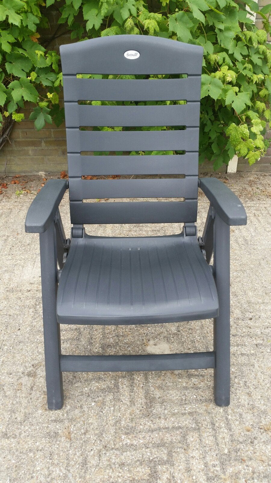 Hartman tuinstoel verstelbaar grijs, Tuin en Terras, Tuinstoelen, Gebruikt, Kunststof, Inklapbaar, Verstelbaar, Ophalen
