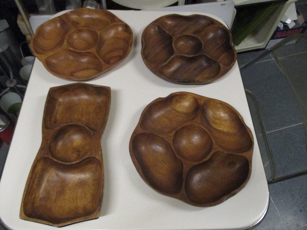 jaren 70 design retro verdeel schaal hout diverse, Gebruikt, Schaal, ?, Overige vormen