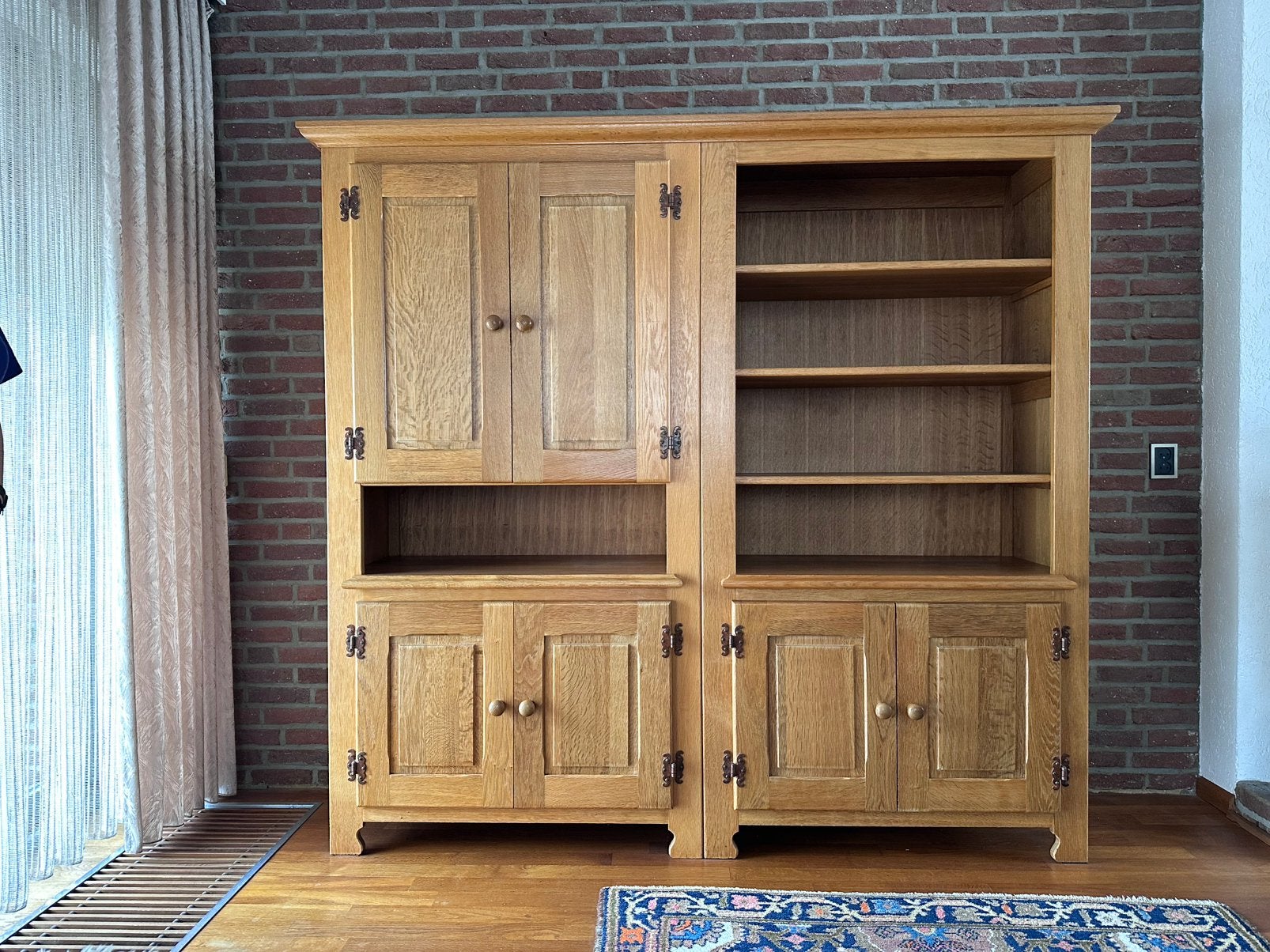 Massief eiken buffetkast, Ophalen, 200 cm of meer, Zo goed als nieuw, Minder dan 150 cm